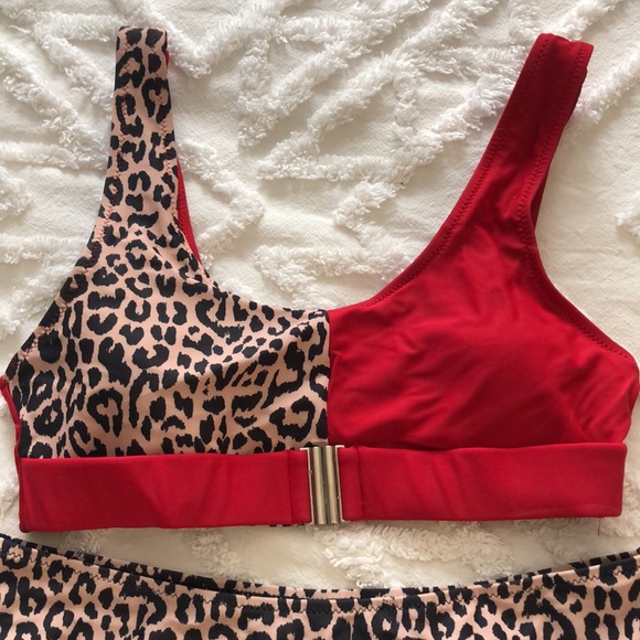 Red and leopard print bikini - Picture 3 of 8
